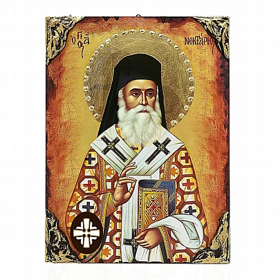 E137-4, SAINT NECTARIUS LITHOGRAPHY Mount Athos