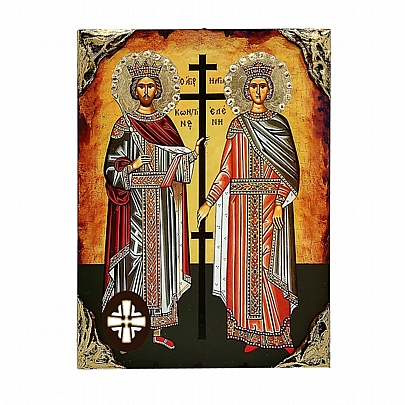 E137-11, SAINT KONSTANTINOS AND ELENI LITHOGRAPHY Mount Athos