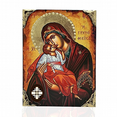 E137-25, Virgin Mary Glykofilousa | LITHOGRAPHY Mount Athos