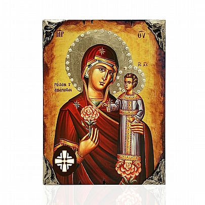 E137-32, Virgin Mary of Roses | LITHOGRAPHY Mount Athos