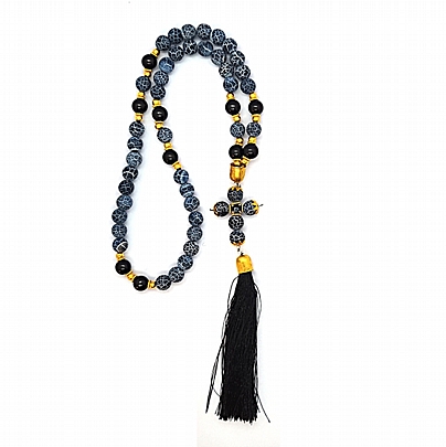 EH1-1, Prayer Rope Blue Agate | 50 beads | Mount Athos