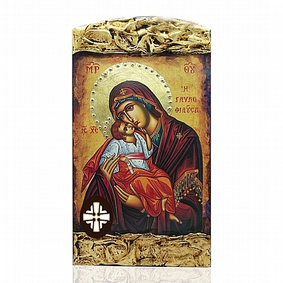 E1527, Virgin Mary Glykofilousa | LITHOGRAPHY Mount Athos