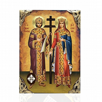 EL478-16, SAINT KONSTANTINOS AND ELENI LITHOGRAPHY Mount Athos