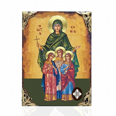 EL478-79, Saint Sophia and her Daughters Agape, Pisti, Elpida LITHOGRAPHY Mount Athos