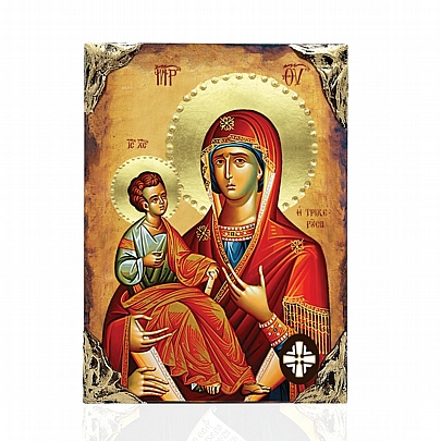 EL478-91, Virgin Mary Tricherousa | LITHOGRAPHY Mount Athos