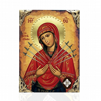 EL478-96, Virgin Mary of the Seven Swords| LITHOGRAPHY Mount Athos