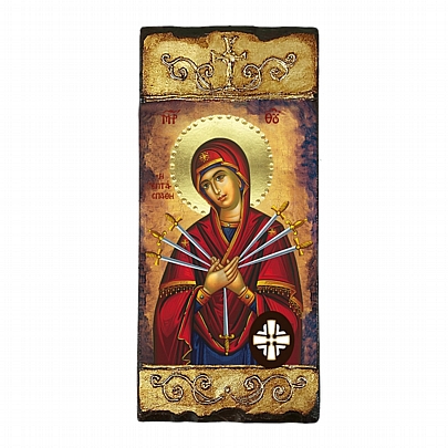 E3450, Virgin Mary of the Seven Swords| LITHOGRAPHY Mount Athos