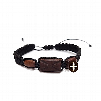 E.2291, Black Bracelet with Wooden Cross
