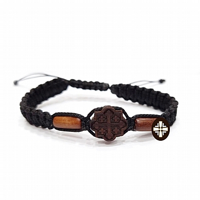 E.2292, Black Bracelet with Wooden Cross
