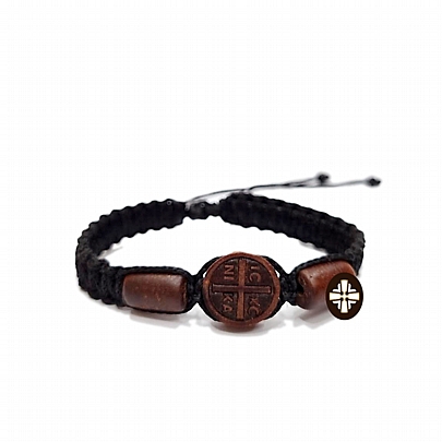 E.2293, Black Bracelet with Wooden Cross
