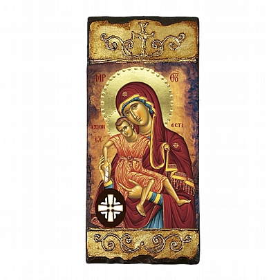 EV244, Theotokos Axion Esti | LITHOGRAPHY Mount Athos