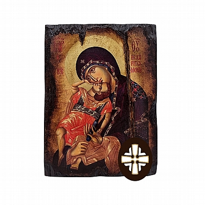 E249-4, Virgin Mary Full of Grace | Serigraph on Naturally Aged Wood | Mount Athos