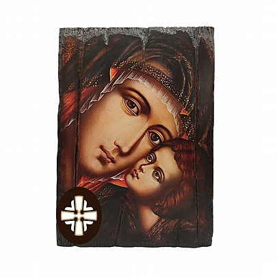 E249-6, Virgin Mary Glykofilous | Serigraph on Naturally Aged Wood | Mount Athos