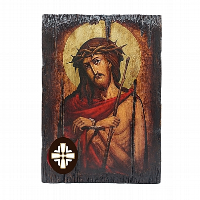 E249-8, Jesus Christ | Serigraph on Naturally Aged Wood | Mount Athos