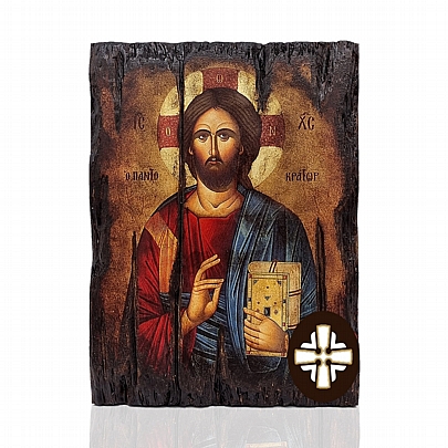 E249-10, Jesus Chist | Serigraph on Naturally Aged Wood | Mount Athos