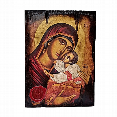 E.2548, Virgin Mary | Serigraph on Naturally Aged Wood | Mount Athos