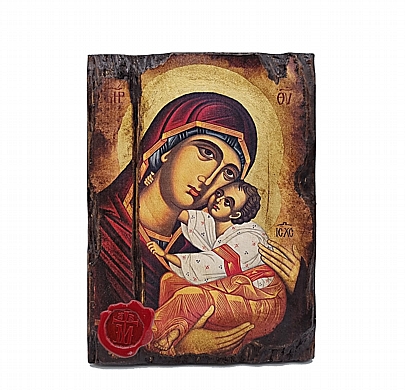 E.2550, Virgin Mary | Serigraph on Naturally Aged Wood | Mount Athos