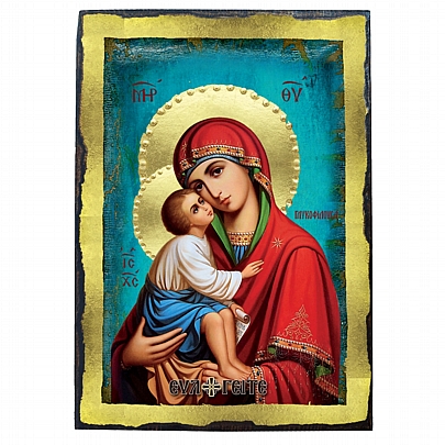 E.2607, Virgin Mary Glykofilousa LITHOGRAPHY Mount Athos