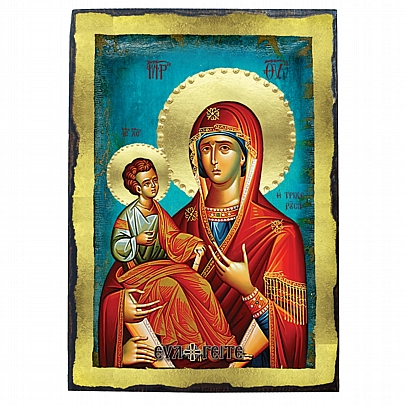 E.2617, Virgin Mary Tricherousa | LITHOGRAPHY Mount Athos