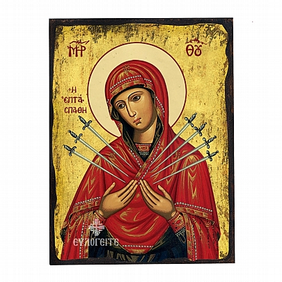 Ε.2718, Virgin Mary of the Seven Swords silkscreen Mount Athos		