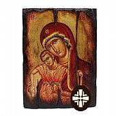 E249 | Theotokos Axion Esti |Serigraph on Naturally Aged Wood | Mount Athos : 1