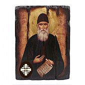 E249-12 | Saint Paisios  | Serigraph on Naturally Aged Wood | Mount Athos : 1