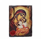 E.2550 | Virgin Mary | Serigraph on Naturally Aged Wood | Mount Athos : 1